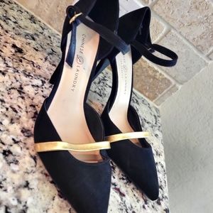 Womens Chinese Laundry Black And Gold Strappy Heels 11M